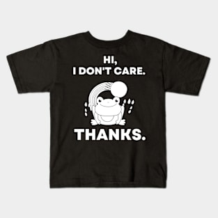 Hi, I Don't Care. Thanks Cute Frog with Rainbow Kids T-Shirt